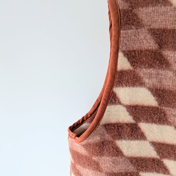 Upcycled Checkered Blanket Vest - Medium - Picture 4 of 5